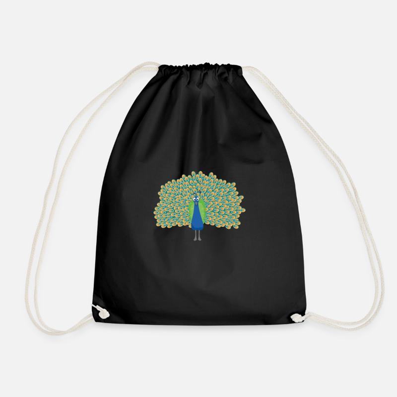 Pfau - Turnbeutel - Schwarz
