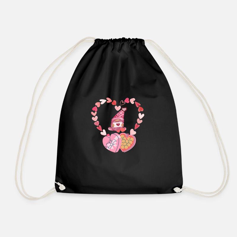Loving dwarf with a love message - Drawstring Bag - black
