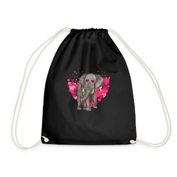elephant hearts Valentines Day Elephant Lovers - Drawstring Bag - black - Front