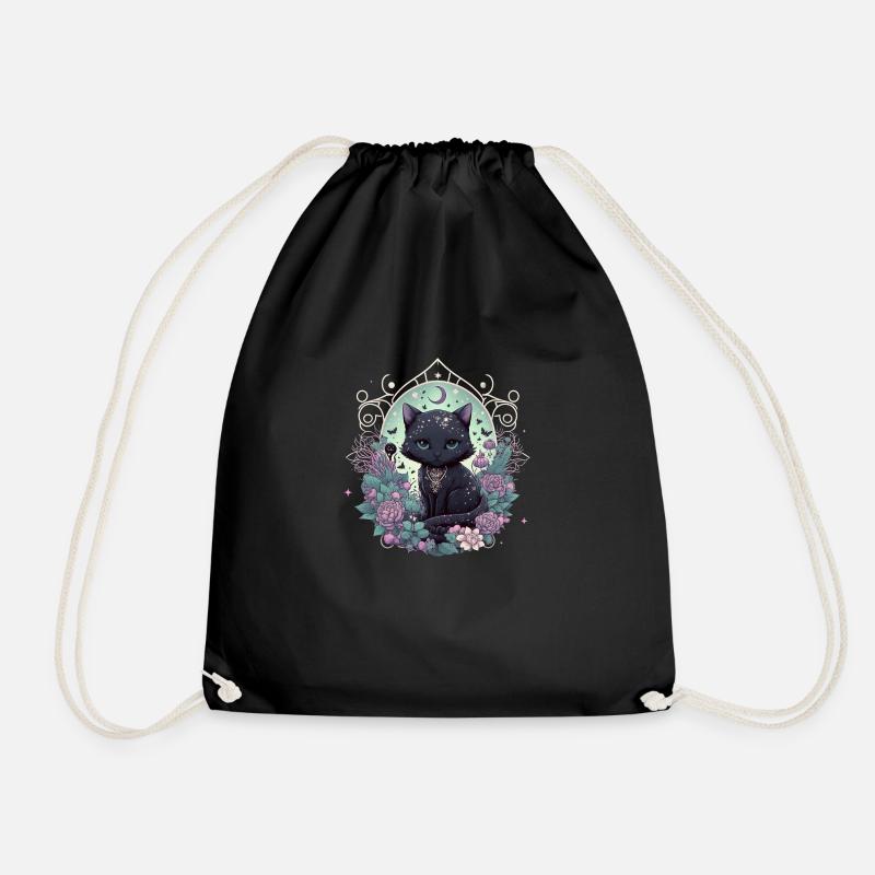 Kawaii Style - Witchy Cat - Turnbeutel - Schwarz