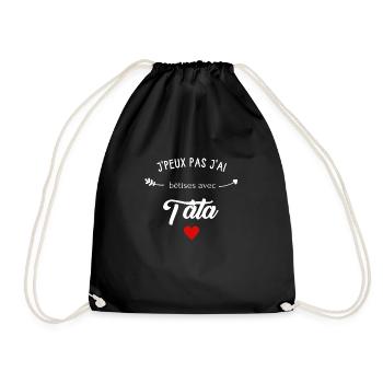 j'peux pas j'ai bêtises avec tata - Sac de sport léger - noir - Devant