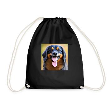 funny colorful dog head with two tongues - Drawstring Bag - black - Front