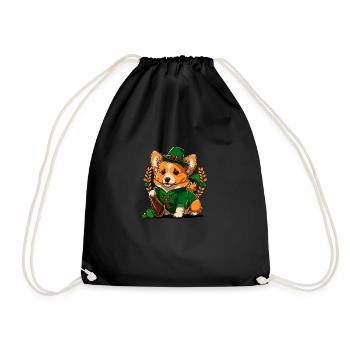 Leprechaun Corgi - Drawstring Bag - black - Front