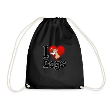 I love dogs - I love dogs - Drawstring Bag - black - Front