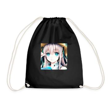 Anime Mädchen mit blauen Augen - Turnbeutel - Schwarz - Vorne