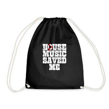 House Music Saved Me White Grunge - Drawstring Bag - black - Front