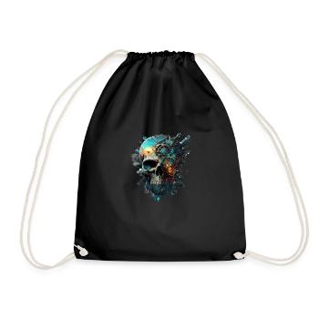 Splash multicolor skull. Water skull - Drawstring Bag - black - Front
