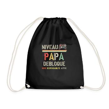 Niveau Papa débloqué vintage - Sac de sport léger - noir - Devant