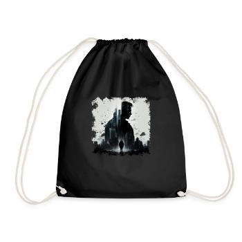 Mysterious character as guardian of the city - Drawstring Bag - black - Front