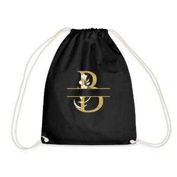 lettre b doré floral personnalisé - Sac de sport léger - noir - Devant
