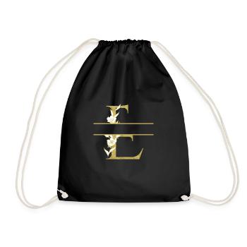 lettre e doré floral personnalisé - Sac de sport léger - noir - Devant