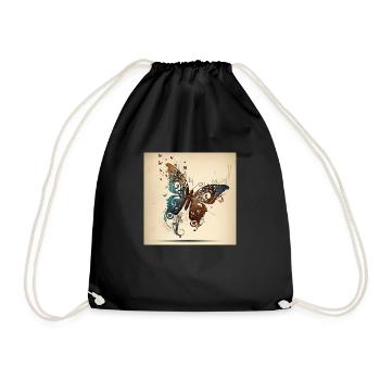 Butterfly, notes - Drawstring Bag - black - Front