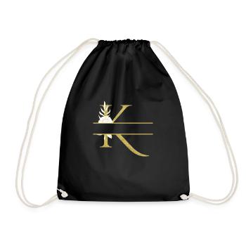 Personalisierter goldener K-Brief - Turnbeutel - Schwarz - Vorne