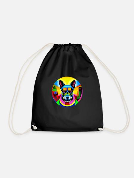 Super hero dog #19 - Drawstring Bag - black