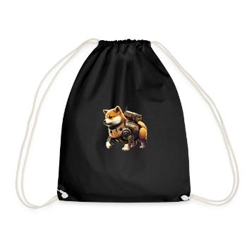 Shiba Inu style mecha too cute, illustration ja - Drawstring Bag - black - Front