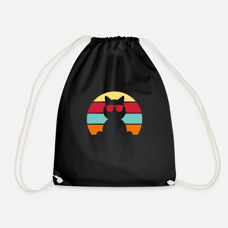 Cool Cat Retro - Turnbeutel - Schwarz