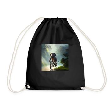 Elephant on bike - Drawstring Bag - black - Front