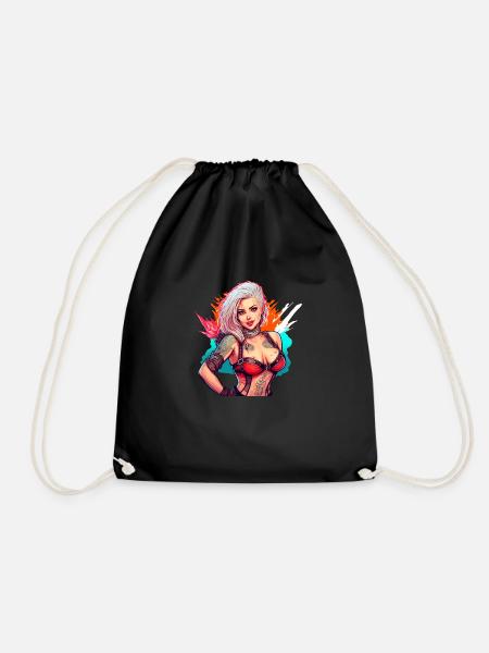 Rockabilly Mädchen - Turnbeutel - Schwarz