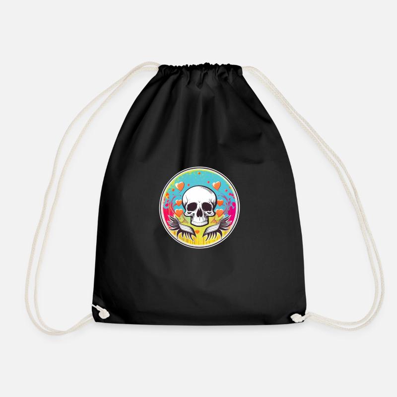 Skull in Love - Drawstring Bag - black