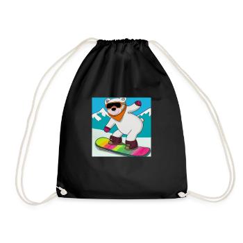 Cool Polar Bear Rides Snowboard V2 Gift - Drawstring Bag - black - Front