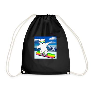 Cool Polar Bear Rides Snowboard V4 Gift - Drawstring Bag - black - Front