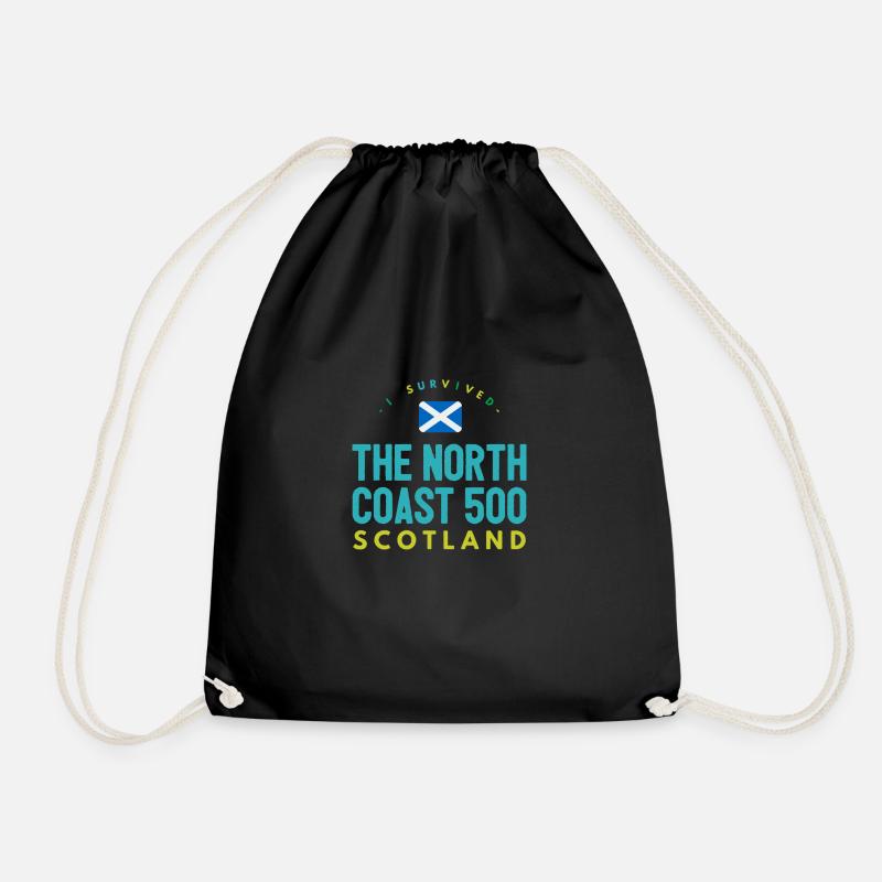 north coast 500 survival - Drawstring Bag - black