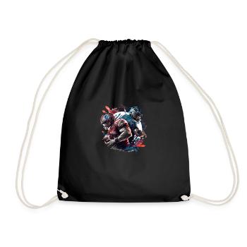 American Football - Spieler - Logo - Touchdown - Turnbeutel - Schwarz - Vorne