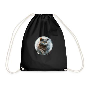 Cute Cat Britisch Kurzhaar Space Art - Turnbeutel - Schwarz - Vorne