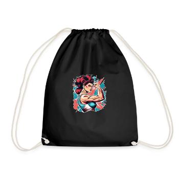 Powerwoman - Drawstring Bag - black - Front