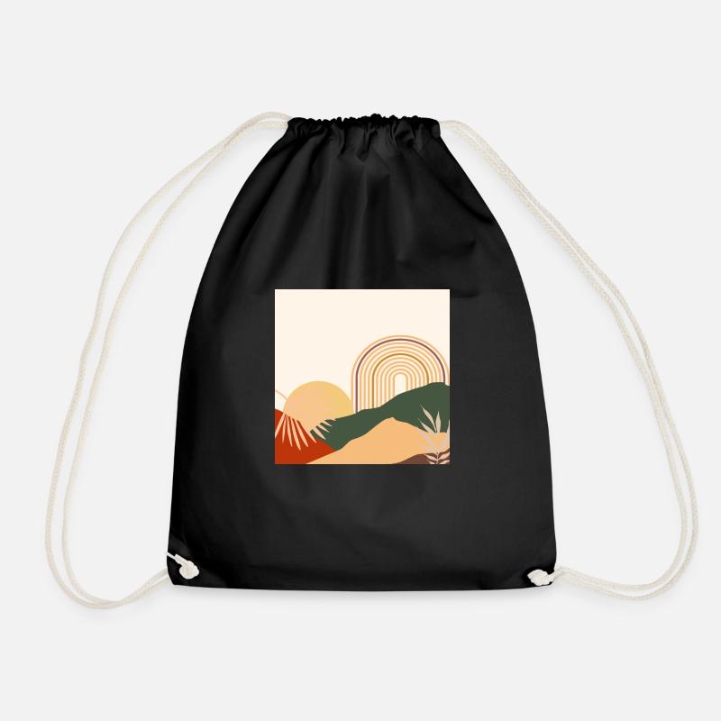 Abstrakte Landschaft Boho Stil - Turnbeutel - Schwarz