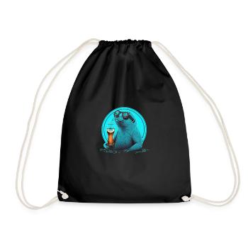 Drôle de Seehung cool avec bière et lunettes de soleil - Sac de sport léger - noir - Devant