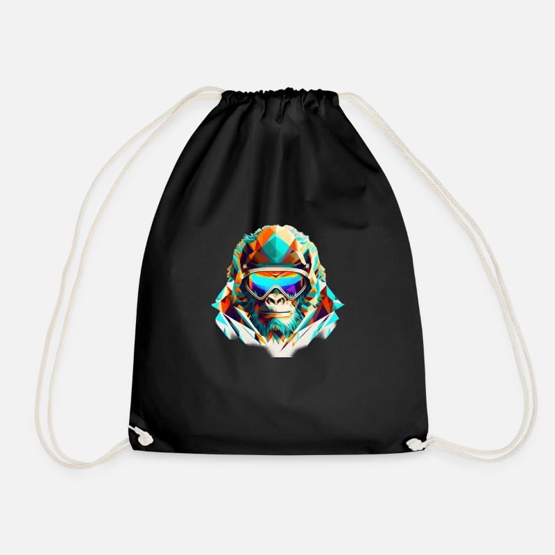 Cooler Gorilla-Skifahrer - Turnbeutel - Schwarz