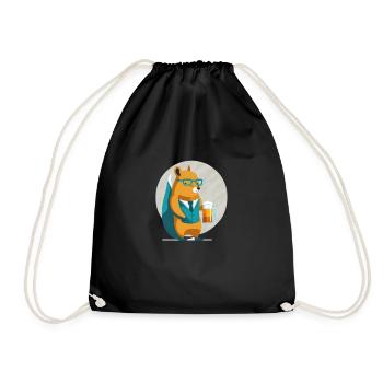 Lustiges Eichhörnchen mit Bier, und Brille - Turnbeutel - Schwarz - Vorne
