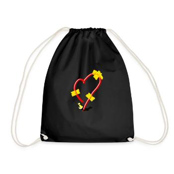 Patched Heart - Drawstring Bag - black - Front