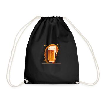 Cool craft beer motif - Drawstring Bag - black - Front