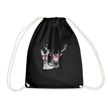 Hirsche und Rehe - Turnbeutel - Schwarz - Vorne