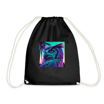 EULE VAPORWAVE, moderne Kunst, Neon Farben - Turnbeutel - Schwarz - Vorne