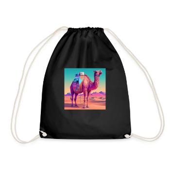 KAMEL VAPORWAVE, moderne Kunst, Neon Farben - Turnbeutel - Schwarz - Vorne