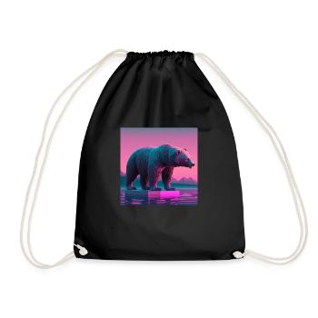 BÄR STATUE VAPORWAVE, moderne Kunst, Neon Farben - Turnbeutel - Schwarz - Vorne