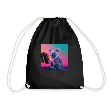 KOALA VAPORWAVE, moderne Kunst, Neon Farben - Turnbeutel - Schwarz - Vorne