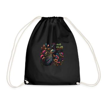 Peacock in The Garden - Drawstring Bag - black - Front