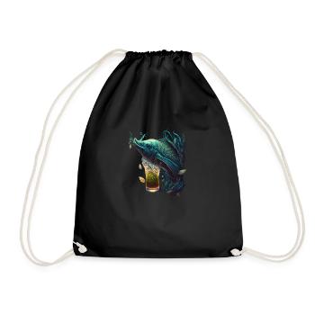 Cool pike with beer motif for anglers - Drawstring Bag - black - Front