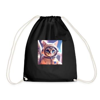 Asteonaut cat in space - Drawstring Bag - black - Front