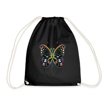 Bunter Schmetterling - Turnbeutel - Schwarz - Vorne