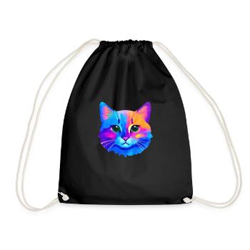 Katze Katzenhaar Haustier Kätzchen Hauskatze Kater - Turnbeutel - Schwarz - Vorne