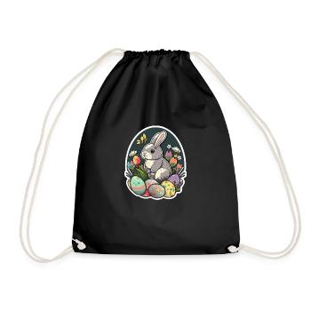 Easter Magic Easter Bunny Easter Eggs Colorful Sticker - Drawstring Bag - black - Front