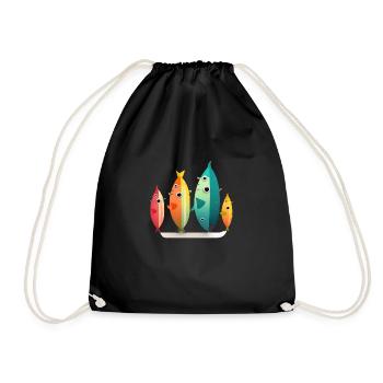 Famille de poissons heureux - art, surf, abstrait - Sac de sport léger - noir - Devant
