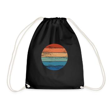 Retro Rainbow Rainbow Circle Distressed - Drawstring Bag - black - Front