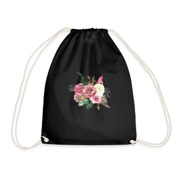 Watercolor flowers gift idea - Drawstring Bag - black - Front