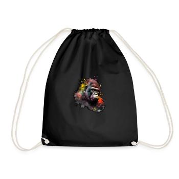 Abstract Gorilla n°3 - Drawstring Bag - black - Front